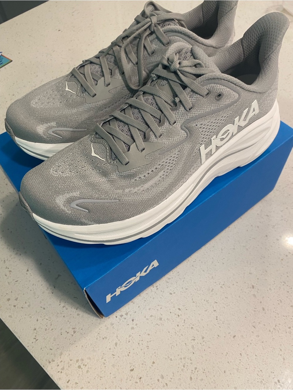 Hoka Men's Clifton 10 Light Grey Neutral Cushioned Running Shoes
